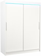Riidekapp Adrk Furniture Denver 150, 150 x 58 x 200 cm, LED valgustusega, valge