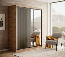 Liugustega riidekapp Adrk Furniture Delia 160, 160 x 205 x 60 cm, must/pruun