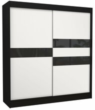 Riidekapp Adrk Furniture Batia 200, liugustega, 61 x 200 x 215 cm, must/valge