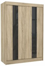 Riidekapp Adrk Furniture Karen, liugustega, 61 x 150 x 215 cm, tamm/must