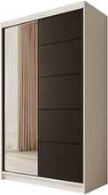 Riidekapp Adrk Furniture Castello 120, 120 x 58 x 200 cm, peegliga, valge/must