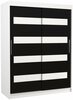 Riidekapp Adrk Furniture Karen Martinez, liugustega, 150 x 58 x 200 cm, valge/must