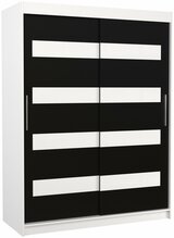 Riidekapp Adrk Furniture Karen Martinez, liugustega, 150 x 58 x 200 cm, valge/must