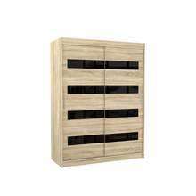 Riidekapp Adrk Furniture Martinez KAREN, liugustega, 150 x 200 x 58 cm, tamm/must