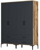 Riidekapp Kalune Design Kumsal TT, 47.5 x 160 x 201.4 cm, antratsiit/pähkel