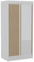 Riidekapp Adrk Furniture Delia 100, 100 x 60 x 205 cm, liugustega, valge/pruunikas, peegliga