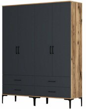 Riidekapp Kalune Design Kumsal TT, 47.5 x 160 x 201.4 cm, antratsiit/pähkel