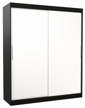 Riidekapp Adrk Furniture Lincoln 180, liugustega, 58 x 180 x 215 cm, valge/must