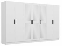 Riidekapp Kalune Design Kale 3823, 315 x 52 x 210 cm, peegliga, valge