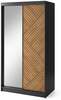 Riidekapp Eltap Marrphy II, 120 x 220 x 60 cm, tamm/must, peegliga