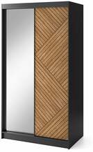 Riidekapp Eltap Marrphy II, 120 x 220 x 60 cm, tamm/must, peegliga