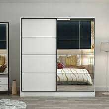 Riidekapp Kalune Design Kale 3961, 52 x 180 x 210 cm, peegliga, valge