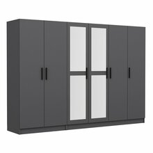Riidekapp Kalune Design Kale 5091, 52 x 225 x 210 cm, peegliga, antratsiit