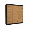 Liugustega riidekapp Adrk Furniture Megan 200, 58 x 200 x 215 cm, tamm/must