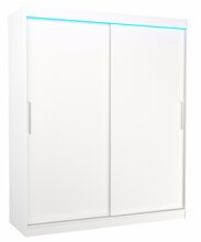 Riidekapp Adrk Furniture Lincoln 180, 58 x 180 x 215 cm, LED valgustusega, valge