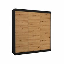 Liugustega riidekapp Adrk Furniture Megan 200, 58 x 200 x 215 cm, tamm/must