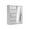 Riidekapp Adrk Furniture Mox 160, 160 x 64 x 200 cm, peegliga, valge/must