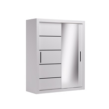 Riidekapp Adrk Furniture Mox 160, 160 x 64 x 200 cm, peegliga, valge/must