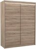 Liugustega riidekapp Adrk Furniture Denver 150, 150 x 58 x 200 cm, pruun, LED valgustusega