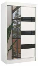 Riidekapp Adrk Furniture Toura 120, 61 x 120 x 215 cm, valge/must, peegliga