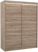 Liugustega riidekapp Adrk Furniture Denver 150, 150 x 58 x 200 cm, pruun, LED valgustusega