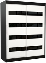 Riidekapp Adrk Furniture Karen Martinez, liugustega, 150 x 58 x 200cm, valge/must