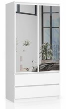 Riidekapp Akord Furniture Factory S90, 50.4 x 90.4 x 180 cm, peegliga, valge