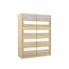 Riidekapp Adrk Furniture Martinez 150, liugustega, LED valgustusega, 58 x 150 x 200 cm, beež/sonoma/valge-pruun