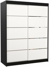 Riidekapp Adrk Furniture Luft 150, 150 x 58 x 200 cm, must/valge