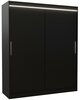 Liugustega riidekapp Adrk Furniture Lincoln 180, 58 x 180 x 215 cm, must, LED valgustusega