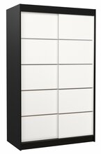 Liugustega riidekapp Adrk Furniture Benisso 120, 120 x 58 x 200 cm, valge/must