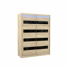 Riidekapp Adrk Furniture Martinez 150, 150 x 200 x 58 cm, LED valgustusega, beež/Sonoma