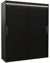 Liugustega riidekapp Adrk Furniture Lincoln 180, 58 x 180 x 215 cm, must, LED valgustusega