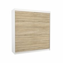 Riidekapp Adrk Furniture Terecia 200, liugustega, 58 x 200 x 215 cm, valge/tamm/pruun