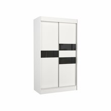 Riidekapp Adrk Furniture Batia 120, liugustega, 120 x 61 x 215 cm, valge/must