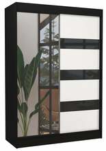 Riidekapp Adrk Furniture Toura 150, 61 x 150 x 215 cm, must/valge, peegliga