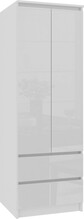 Riidekapp Akord Star K60, 60 x 51.5 x 180 cm, valge läikiv