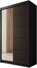 Riidekapp Adrk Furniture Castello 120, liugustega, 120 x 58 x 200 cm, must, peegliga