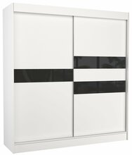 Riidekapp Adrk Furniture Batia 200, liugustega, 61 x 200 x 215 cm, valge/must