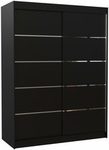 Liugustega riidekapp Adrk Furniture Luft 150, 150 x 58 x 200 cm, must