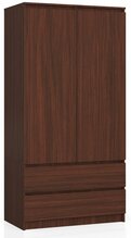Riidekapp Akord S90, 2 ust, 2 sahtlit, tumepruun