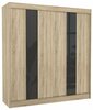 Riidekapp Adrk Furniture Karen, liugustega, 61 x 200 x 215 cm, tamm/must