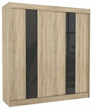 Riidekapp Adrk Furniture Karen, liugustega, 61 x 200 x 215 cm, tamm/must