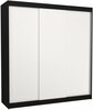 Riidekapp Adrk Furniture Megan 200, liugustega, 58 x 200 x 215 cm, valge/must