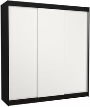 Riidekapp Adrk Furniture Megan 200, liugustega, 58 x 200 x 215 cm, valge/must