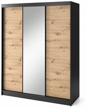 Riidekapp Eltap Esville III, 180 x 220 x 60 cm, tamm/must, peegliga