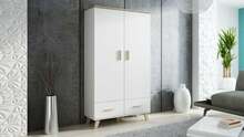 Riidekapp Halmar Lotta 2D2S, valge/tamm