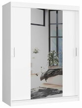 Riidekapp Akord 150 CLP, 60 x 150 x 200 cm, peegliga, valge