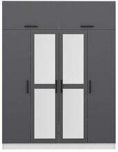 Riidekapp Kalune Design Kale 5247, 52 x 180 x 255 cm, peegliga, antratsiit