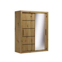 Liugustega riidekapp Adrk Furniture Mox 160, 160 x 64 x 200 cm, must/tamm